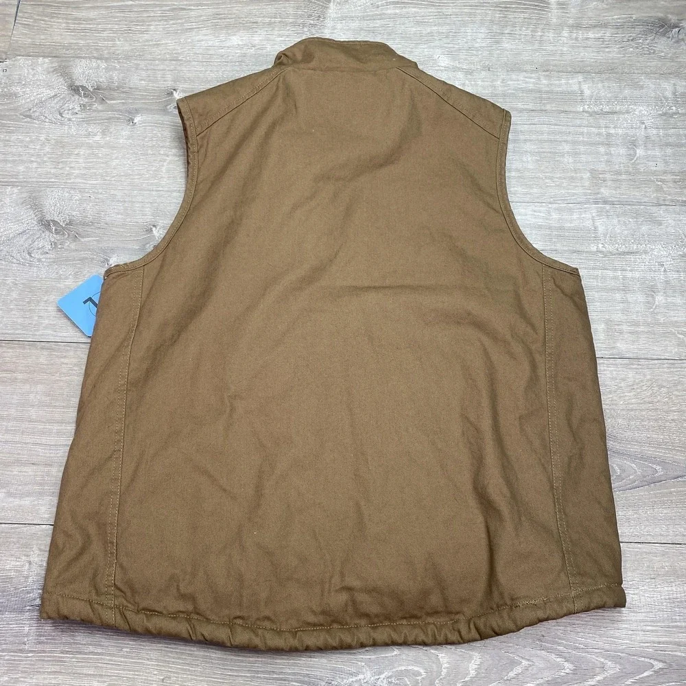 Lee Vest Mens Large Brown Canvas Sherpa Lined‎ Insulated Workwear Full Zip